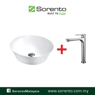 Sorento Bathroom Ceramic Material Counter Top Basin SRTWB1410 + SRTWT7448 High Basin Pillar Tap/Fauc