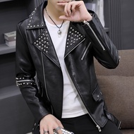 Jaket Kulit Lelaki Kot Kasual Musim Bunga Musim Gugur Borong Slim Fit Trend Belia Bergaya Jaket Kuli
