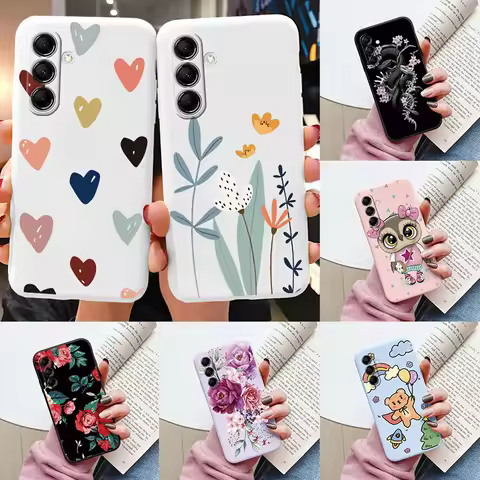 Case Funda For Samsung Galaxy M14 M34 M54 5G Cover Colorful Flower Heart Cartoon Soft TPU Couqe For 