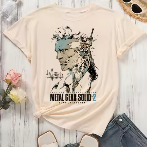 Metal Gear Solid t shirt female korean clothes Classic streetwear 2000s tshirt Classic 2000s anime Y
