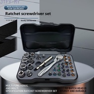 34-in-1 Screwdriver Alloy Construction Ratchet Mechanism Ergonomic Handle
