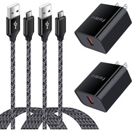Pengecas Cepat Telefon Android, Quick3.0 USB Pengecas Dinding Cepat dengan Kabel Micro USB 6FT Seras