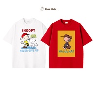 SNOOPY NEVER GIVE UP HAHAHA T-shirt, 4-way cotton, 230gsm thick, soft, smooth and cool_Oraa kids