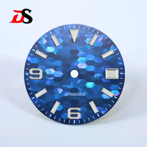 NH35 Dial 28.5mm Mother of Pearl Dial for NH35NH36 Movement Blue Lume Mosaic Stitching Pattern Watch