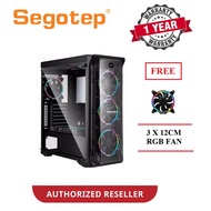 Segotep LUX II ATX Gaming Computer Case (Black) FREE 3 X RGB FAN