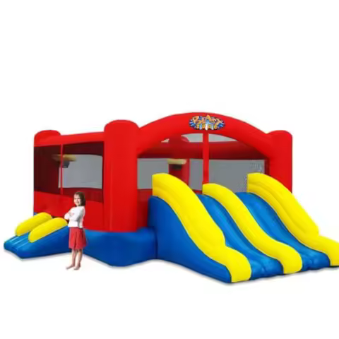 Blast Zone Triple Play Inflatable Combo Bounce House 16x14 with Blower Premium Quality Blue and Red 
