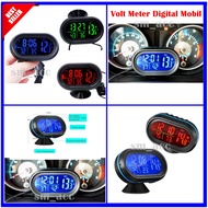 Volt Meter Digital Mobil VST 4 IN 1 Voltmeter Ada Jam Digital Warna LED Acak Universal SM