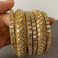 Gold plated Kundan Bangle Set - Set of 6 - Indian Jewellery