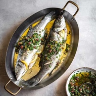 法國製 de Buyer 契合銅鍋INO黃銅柄系列 雙耳橢圓魚鍋 32cm