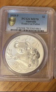 2018 年澳洲樹熊 2 盎司新世代（Piedfort）銀幣。70級