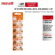 Vỉ 10 Viên Pin LR44 ( Tên gọi khác AG13 A76 ) Maxell Alkaline 15V - Hàng chính hãng