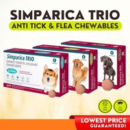 Simparica TRIO Anti Tick and Flea Chewable Tablet Heartworm and Dewormer for Dogs
