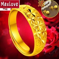 Singapore Couple Ring Original 916 Real Gold Ring for Women Gypsophila Open Ring Wedding Jewelry Adjustable