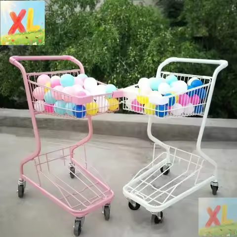 Supermarket double shopping cart KTV home cart Internet celebrity ins photo pink supermarket shoppin