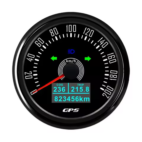 Novel-85MM GPS Speedometer With GPS Antenna 7Colors Backlight Digital LED Odometer Gauge For 12V24V 