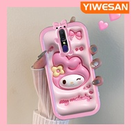 YIWESAN เคสสำหรับ OPPO เคส F11 A9 A9X 2019ลายการ์ตูนน่ารักเมโลดี้ซิลิโคนนิ่มเคสมือถือเคสเลนส์กล้องถ่ายรูปสัตว์ประหลาดตัวเล็กเคสห่อหุ้มใสใหม่