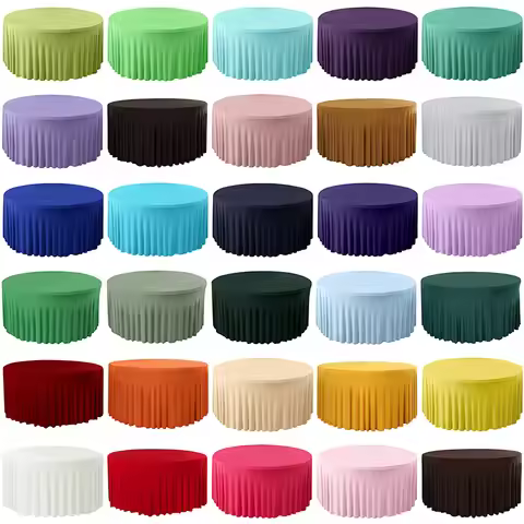4/5/6FT Round Tablecloth Circular Polyester Table Cover Polyester Table Cloth for Hotel Banquet Birt