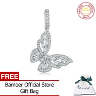 BAMOER จี้925เงินสเตอร์ลิงแท้รูปผีเสื้อเหมาะสำหรับกำไลข้อมือสวยๆและสร้อยคอชุบทองคำขาวทำมือ BSP026เคร