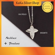 Original 925 Silver Necklace Chain + CZ Stones Cross Pendant | Rantai Leher + Loket Batu CZ Perak 92