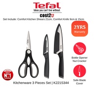 Tefal 3 Pieces Kitchenware Set | K221S344 (Knife Tweezer Memasak PisauStainless Steel Cutter Scissor