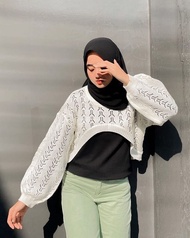 Bunnystuff - Yura Outer Balloons / Crop Top Outer / Outer Balon / outer Crop rajut Wanita / outer rajut / Outer Rajut lengan Panjang / Cardigan Wanita / basic cardy wanita / Outer kekinian / cardy terbaru 2021 / Bisa COD