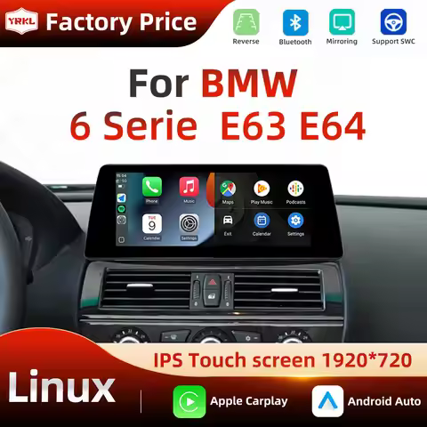 YRKL For BMW 6 Serie E63 E64 Wireless Carplay Car Multimedia Video Player Touch Screen Android Auto