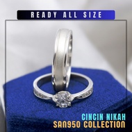 SAN950 Couple Engagement Wedding Ring Collection – Silver 950, Palladium, Platinum, Gold [C156]