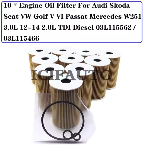4/6/10 Pieces Engine Oil Filter for Audi Skoda Seat VW Golf V VI Passat 3.0L 12-14 2.0L TDI Diesel 0