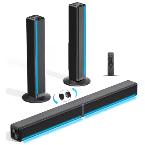 Sound Bar, Soundbar with RGB LED Lights amp 2.1CH Bluetooth Speaker Surround System, 180W Surround S