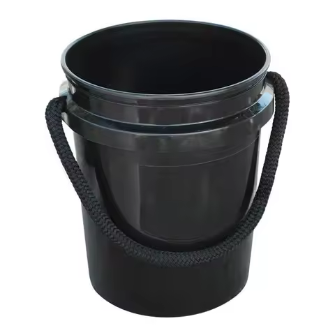 Worlds Best Rope Handle Bucket 5 Gallon Black