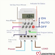 LEMONTREE Digital Timer, 12V 110V Timer Switch, Portable 220V LED Display Relay Electrical Device Ti