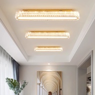Crystal Led Ceiling Light Long Strip Gold Stainless Steel Ceiling Corridor Aisle Foyer Balcony Light
