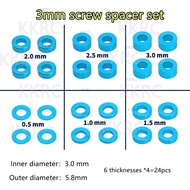 24pcs M3 Screw Spacer Set 3mm Screws Flat Gasket Washer Spacer For RC Car TAMIYA 53539 TT02 TT01 XV0