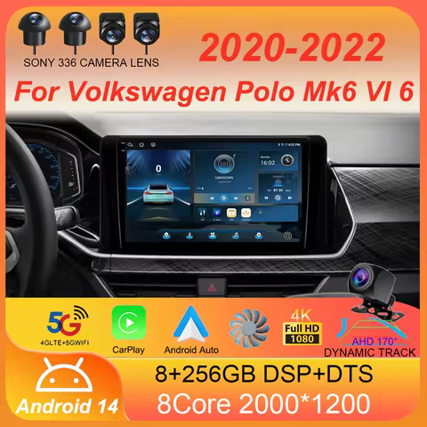 Android 14 For Volkswagen Polo Mk6 VI 6 2020 - 2022 Car Radio Multimedia Video Player Navigation GPS