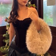 LOLA Faux Fur Bag - Beige bag fur