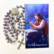 UNGU Rosary necklace package 77 our father metallic purple Czech beads - Our father rosary prayer sh