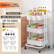 YOICE 3-Tier Trolley Organizer with 7 Baskets Utility Trolley for Kitchen/Bathroom/Baby Storing