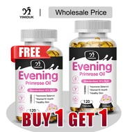 Buy 1 Get 1 Free Evening Primrose Oil Supplement, for Relieves PMS & Menopause Symptoms, Skin Health