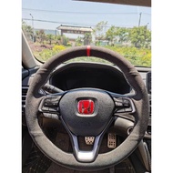 Honda City GN2 City Hatchback Car Steering Wheel Wrap Cover Suede Leather Carbon Design DIY Sewing