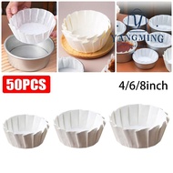 YANGYANG 50Pcs Basques Cake Paper, Foldless Disposable 4/6/8inch Baking Papers,  Kitchen Use Oilproo