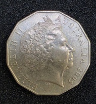 英女王澳洲 2005 年 50 分紀念幣共1枚,紀念第二次世界大戰(1939-1945) 結束60 週年