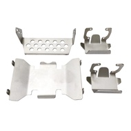 Stainless Steel Front Bumper Lower + Axle + Gearbox Mount Protection Skid Plate Set for 1/10 RC Crawler AXIAL SCX10 II 90046 90047 90060