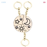 QX 3 Pieces New Round Sun Star Moon Pendant keychain Fashion Best Friend Forever Friendship BFF Men 