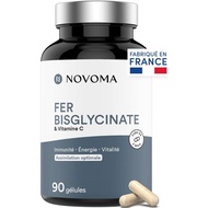 NOVOMA Iron Bisglycinate 14 mg + C Penyerapan & Anti 3 Bulan Ferrochel Paten Pemakanan 90 Kapsul Bua