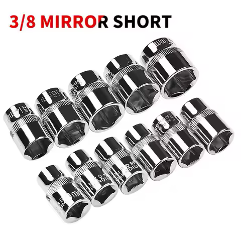 3/8" Drive Hex Short Socket Wrench Head Anti-rust 6 Point Socket Set Adapter Torque Spanner Ratchet 