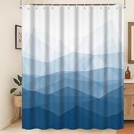 Modern Concise Blue Shower Curtain Abstract Contemporary Aesthetics Waterproof Bathroom Curtain 3D S