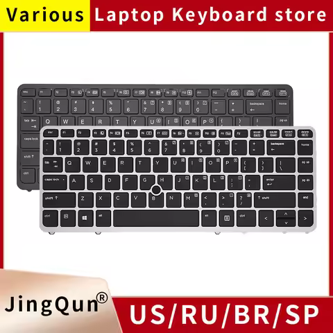 New US Russian Laptop Keyboard for HP Elitebook 840 G1 850 G1 840 G2 ZBOOK 14 US Backlit w/point bla