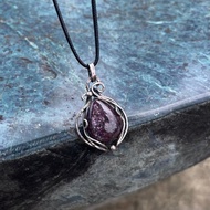 喜迎瑤 925銀 紫雲母 紫鋰雲母 項鍊 鋰雲母 項鍊 民族風 復古風