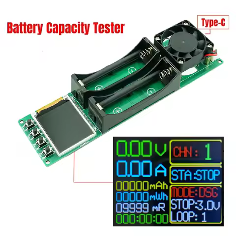 DC 5V 18650 Lithium Battery Capacity Tester Module MAh MWh 2-Channel Digital Battery Power Detector 