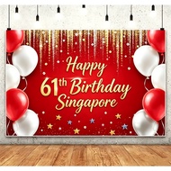 Singapore HAPPY 61TH BIRTHDAY Photography Background Singapore HAPPY NATIONAL DAY Backdrops Banner f